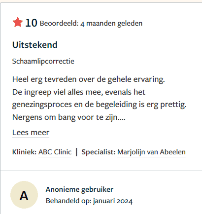 Schaamlipcorrectie ervaring Marjolijn van Abeelen ABC Clinic